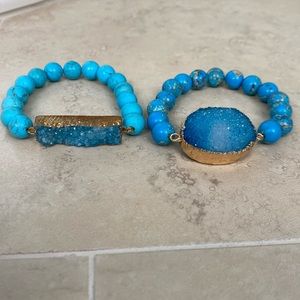 Turquoise and druzy stretch bracelets